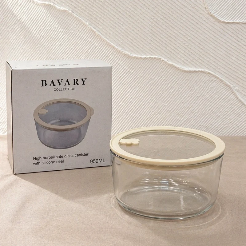 Bavary Yuvarlak Cam Saklama Kabı 950Ml