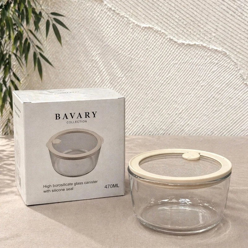 Bavary Yuvarlak Cam Saklama Kabı 470Ml
