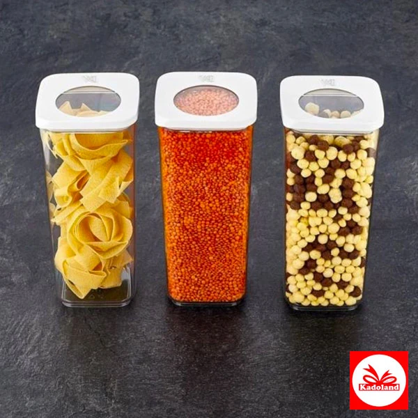 Vip Ahmet Güneş Kare Saklama Kabı Seti - 3x2 Lt - Vp-282 | Voorraadpotten Set