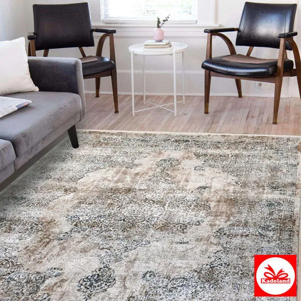 Angora Akrilik Halı | Design 9808C Cream-Grey | 160cm x 230cm