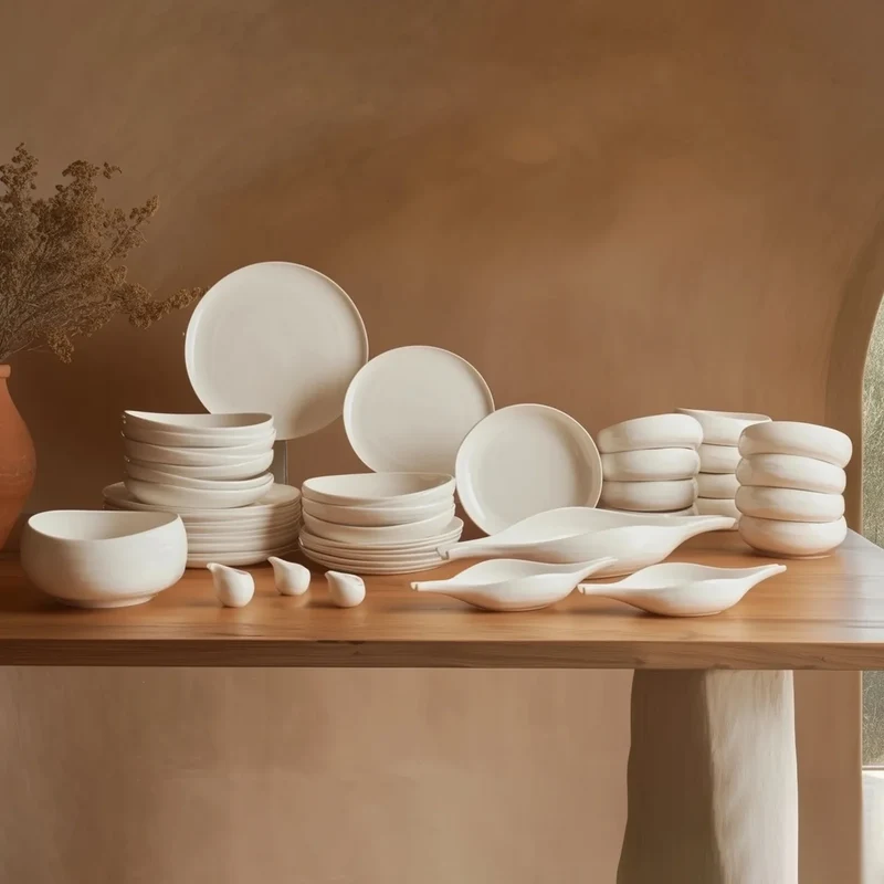Karaca Earth Collection Clay 55 Parça Yemek Takımı – Beyaz | 12 Kişilik