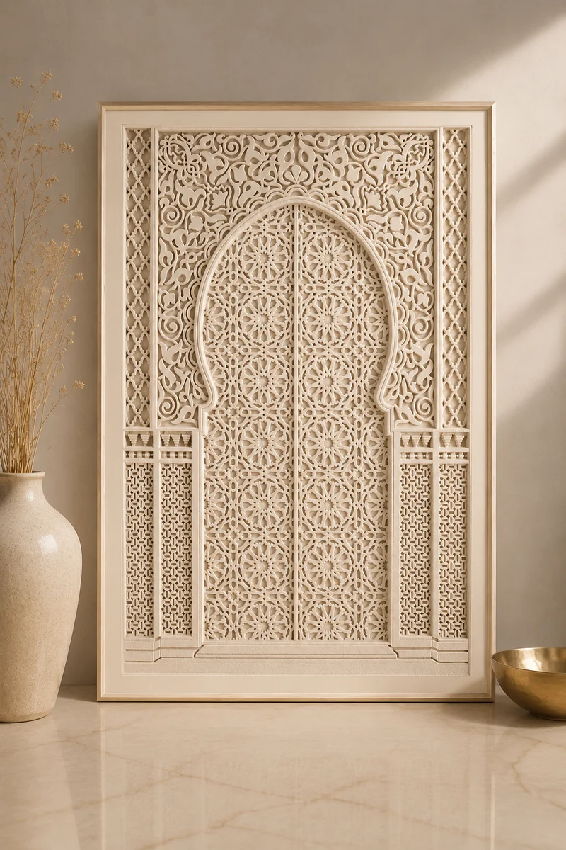 Fas Kapısı Dekoratif Duvar Tablosu | 80x120 cm | Bej