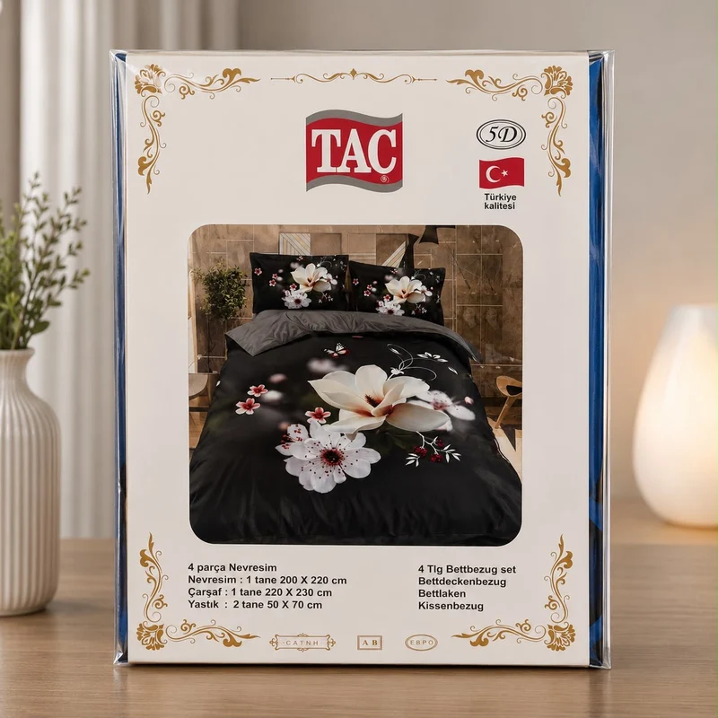 TAÇ 4 Parça Nevresim Takımı | Çift Kişilik | Siyah