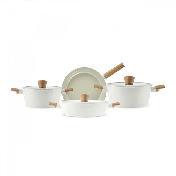 Karaca Swiss Crystal Almond Cream 7 Parça Inductiebestendige Tencere Seti