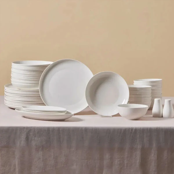 Karaca Allure için 12 Kişilik Servies, 41 Parça, New Generation Bone, Beyaz