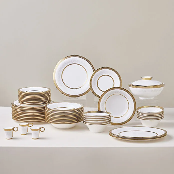 Karaca Royal Bone Charlotte 55 Parça 12 Kişilik Yemek Takımı Gold