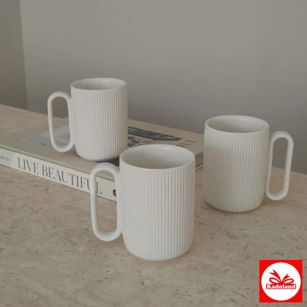Bavary Mug Ripple | Mug & Çay & Kahve Fincani – 300 ML | 3 Parça. Set