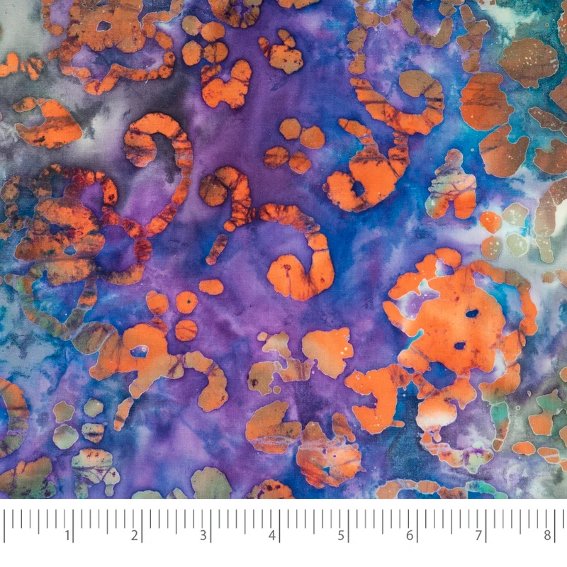 SINGER® Fabric 100% Cotton Batik Collection 42 inch Wide Blue and Purple Flower Cut by the Yard