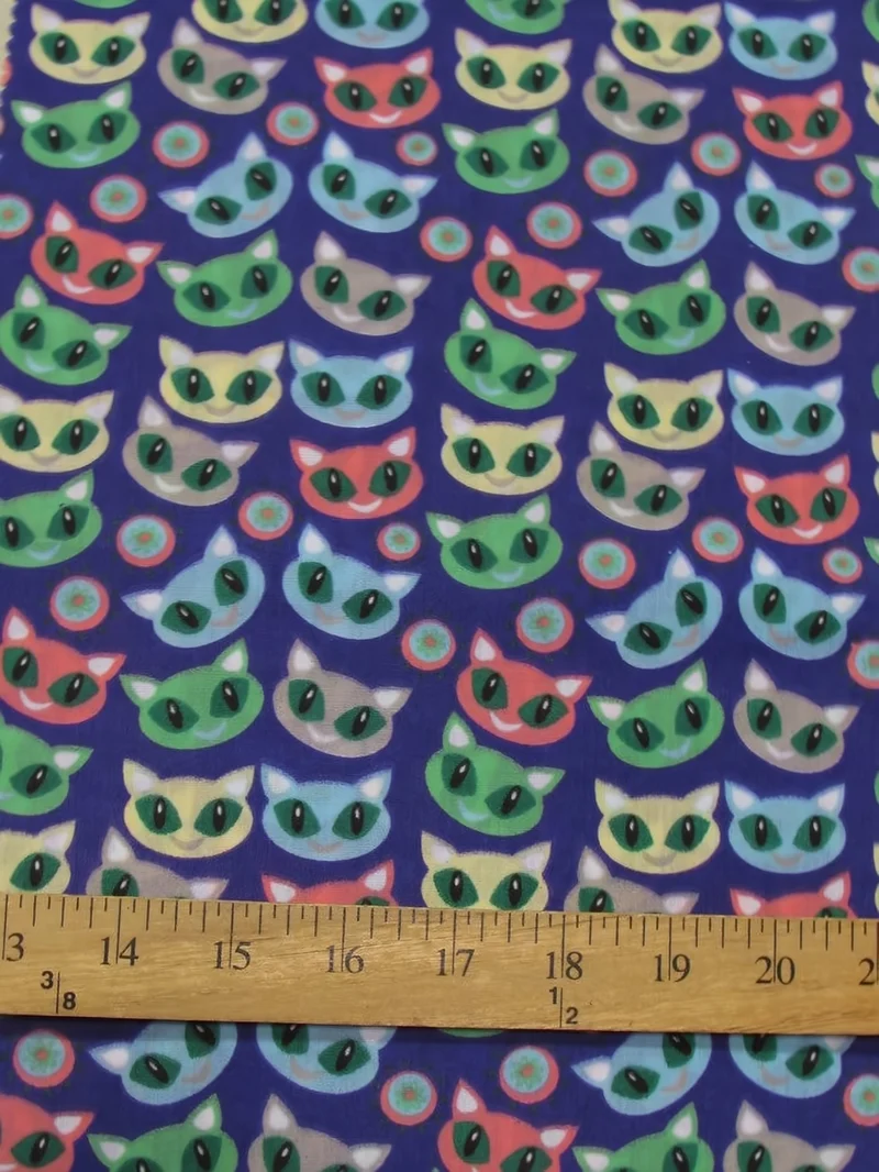 Halloween Cats Purple Poly Cotton Fabric