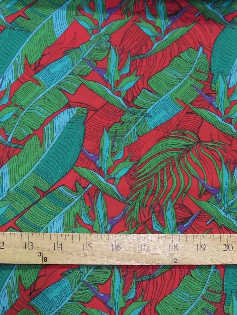 Island Breeze Red Polyester Cotton Fabric