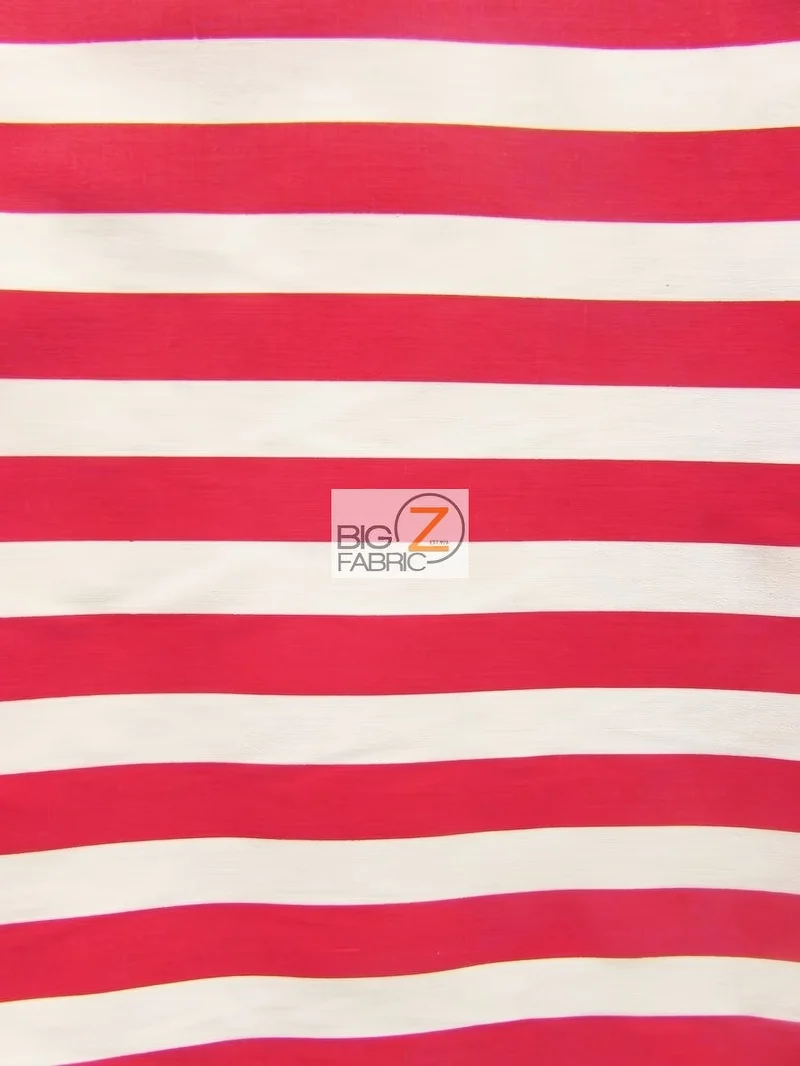 Poly Cotton 1 Inch Stripe Fabric / Red/White / Sold By The Yard