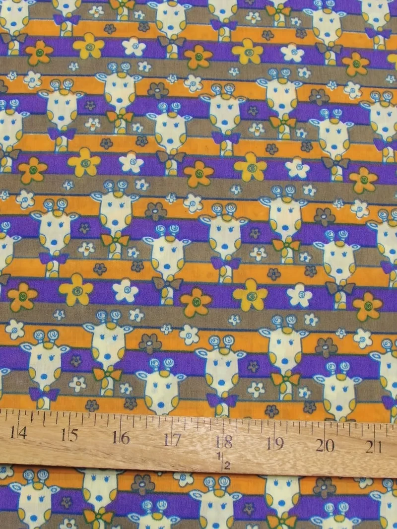 Animal Giraffes Purple Poly Cotton Fabric