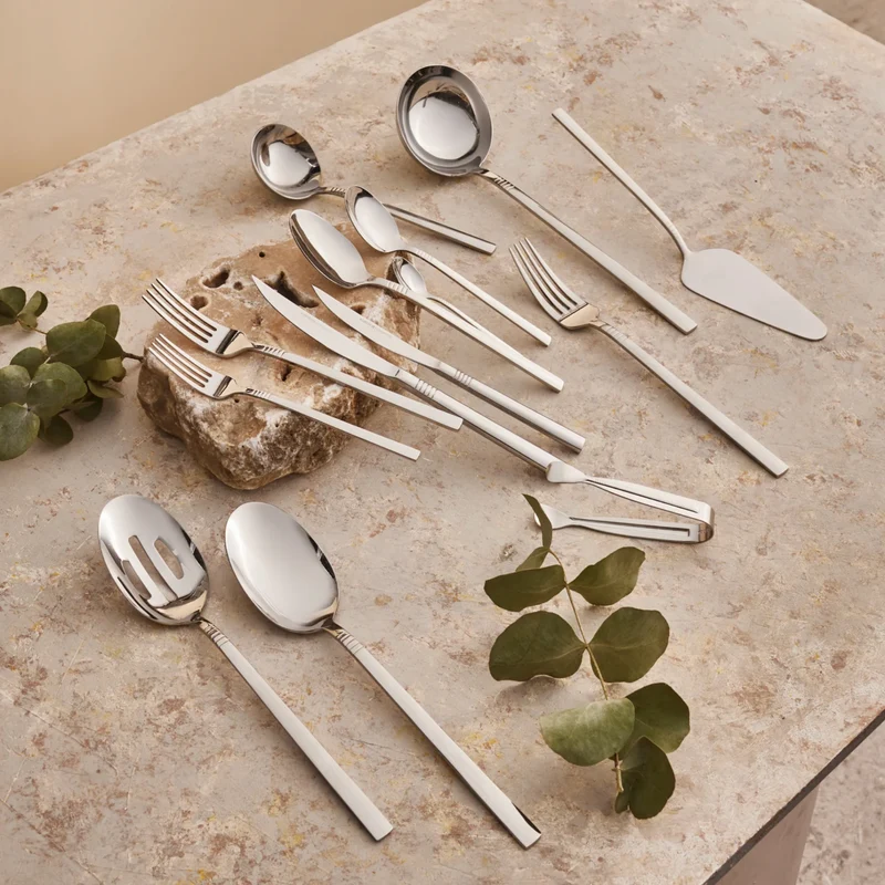Karaca Nil Elegance Çatal Kaşık Bıçak Seti için 12 Kişilik, 91 Parça, Zilver