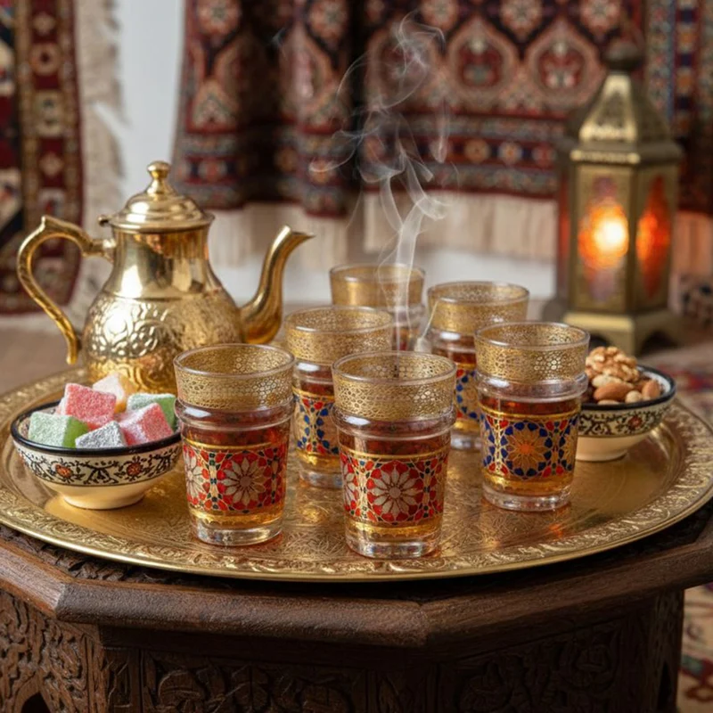 Fas Geleneksel Çay Bardağı — 12'li Set