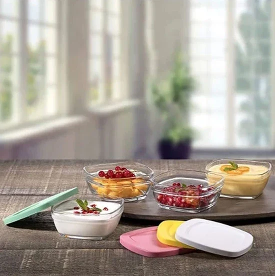 Paşabahçe Saklama Kabı Pudding Plastik Kapak 4'lü | 96840
