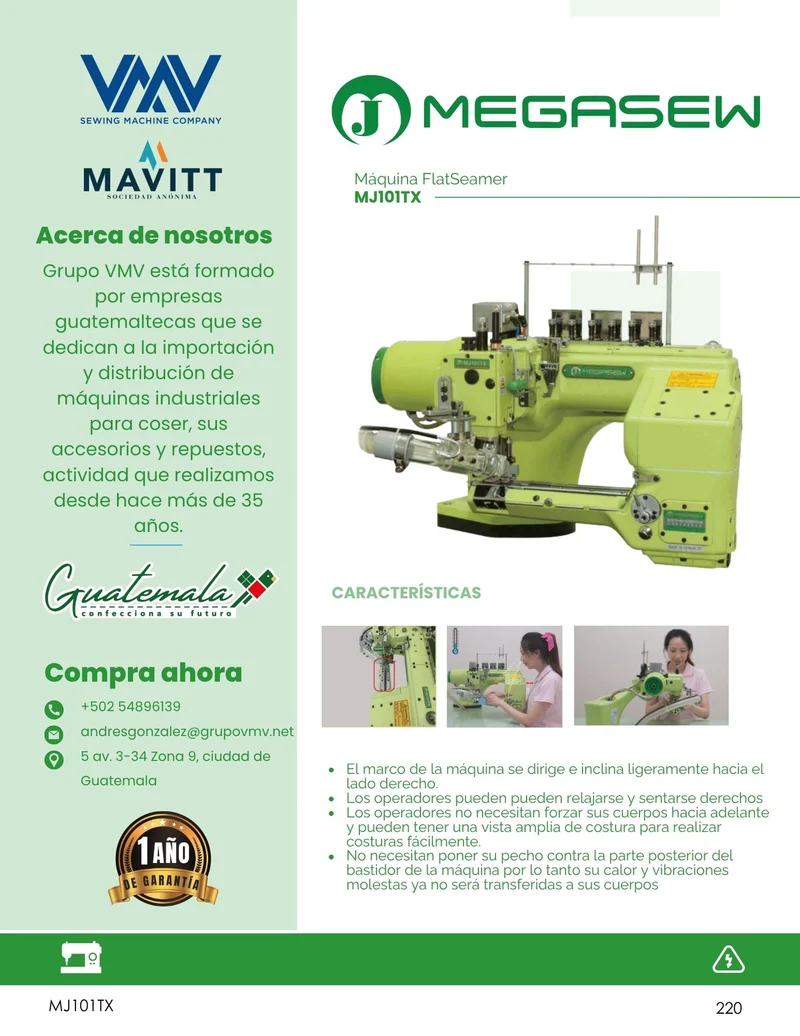 Máquina de coser Flat Seamer Megasew MJ101TX