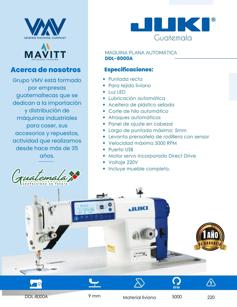 Máquina de coser plana automática JUKI DDL-8000A