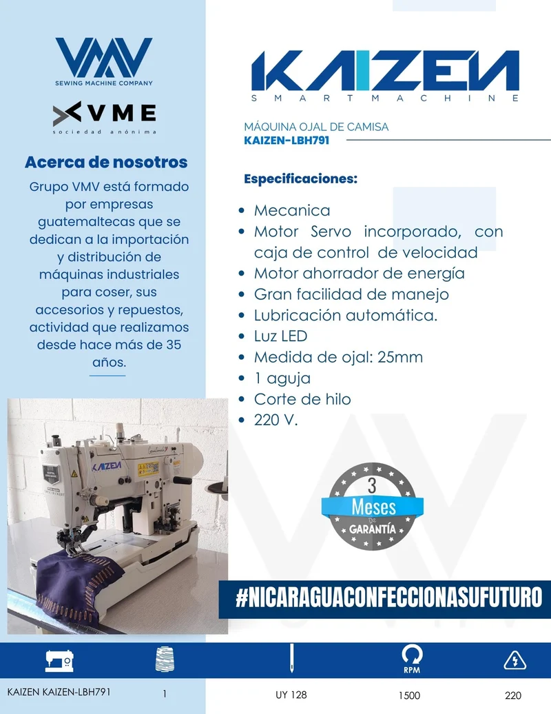 MÁQUINA DE COSER PARA OJAL DE CAMISA KAIZEN LBH791