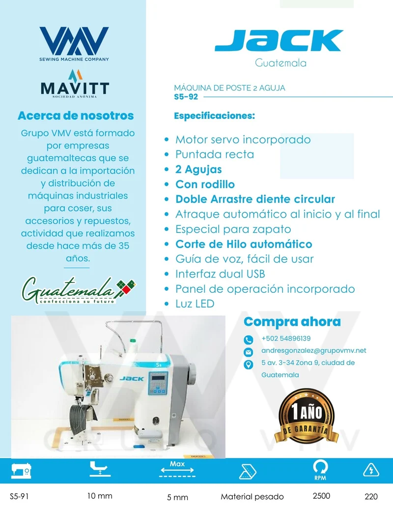 MÁQUINA DE POSTE 2 AGUJAS S5-92