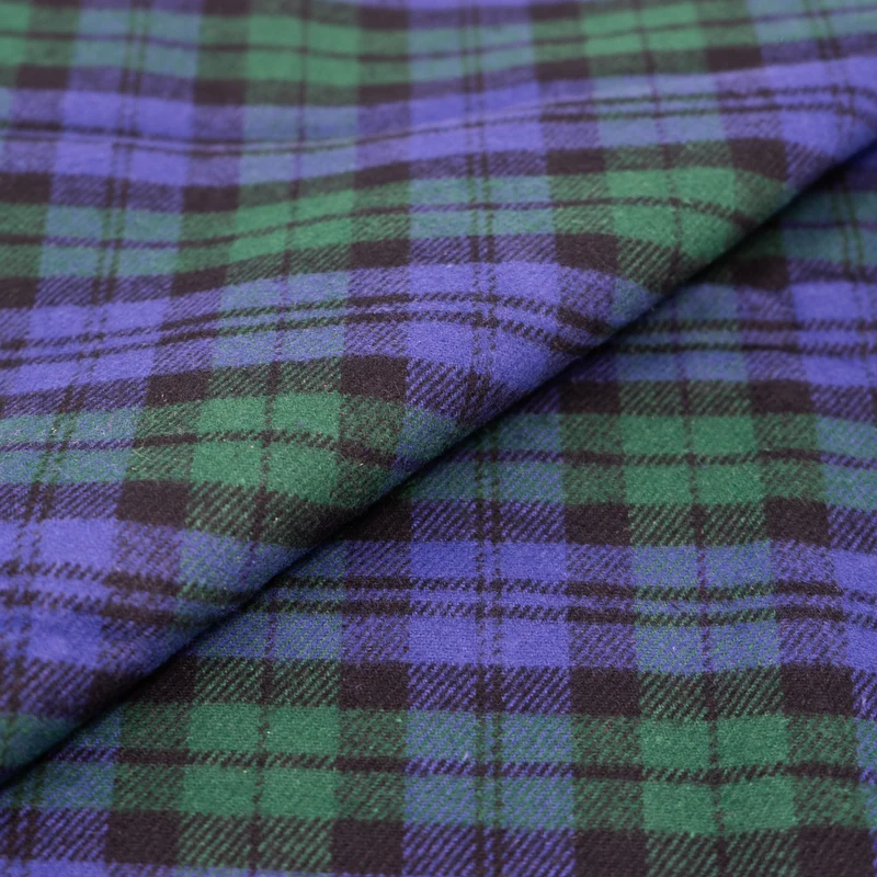 RTC Fabrics 44"/45" Wide 100% Cotton Yarn Dyed Flannel Cut by Yard, Plaids Buffalo Check Black Hunter Lapis