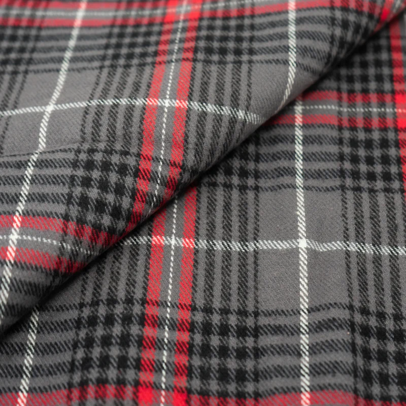 RTC Fabrics 44"/45" Wide 100% Cotton Yarn Dyed Flannel Cut by Yard, Buffalo Check Red, Gray and White