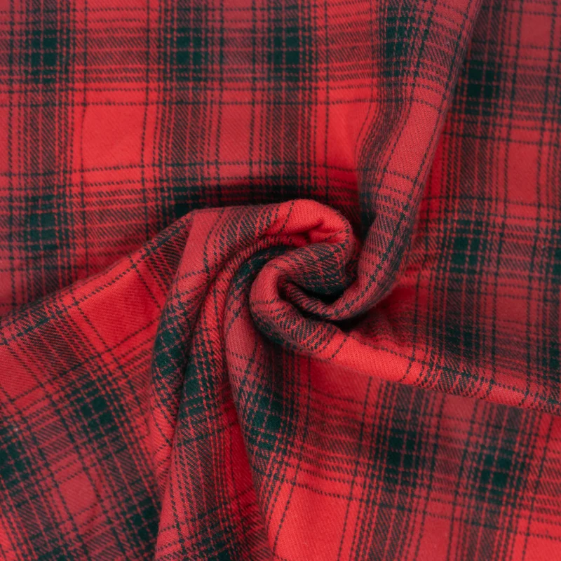 RTC Fabrics 44"/45" Wide 100% Cotton Yarn Dyed Flannel Cut by Yard, Plaid Black Red