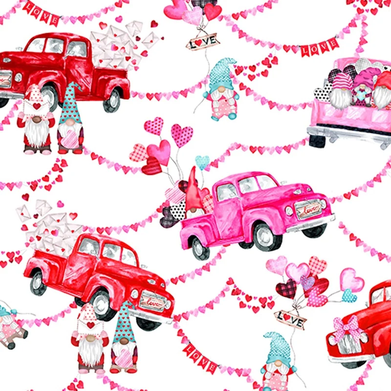 My Gnomie Pink 58 Inch wide Valentine 100% Polyester