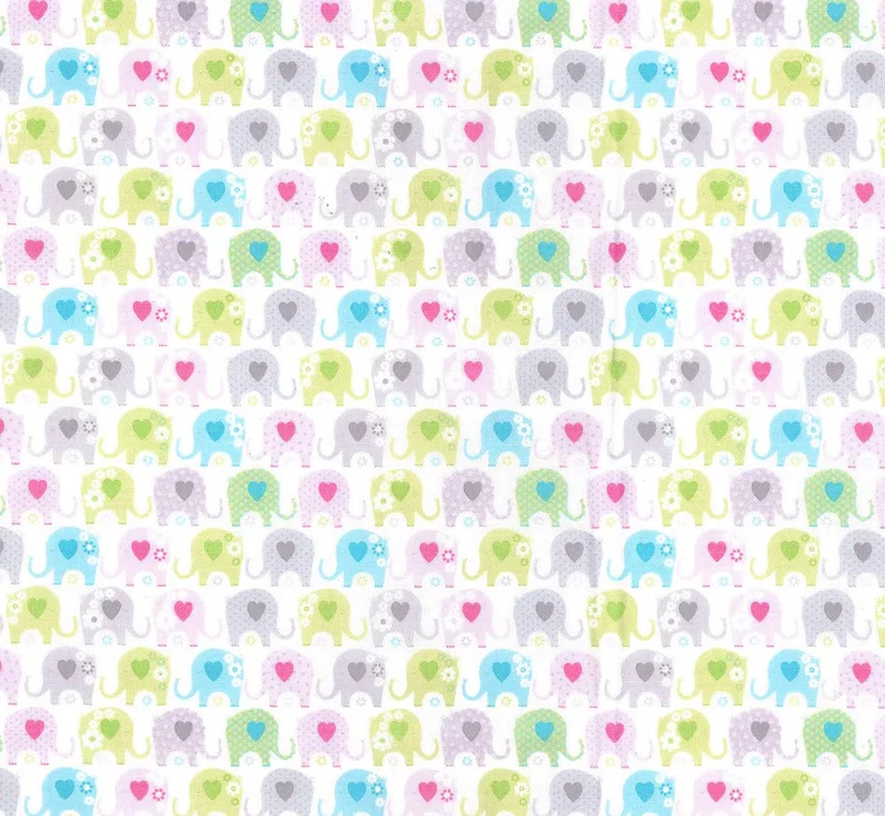 Baby Elephants on White 100% Cotton Baby Price Per Yard