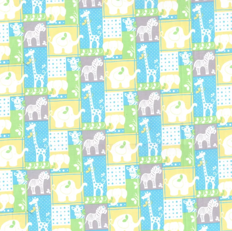Jungle Patch on Blue Baby Prints 100% Cotton Baby Price Per Yard