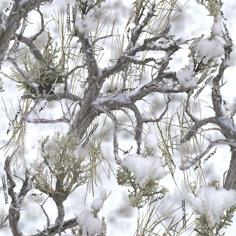 True Timber on White 100% Polyester By the yard