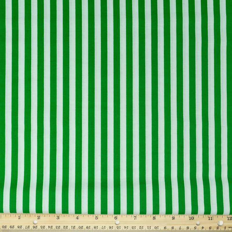 Stitch & Sparkle 100% Cotton, 44" Wide, Cut by the Yard, Alter Stripe Green