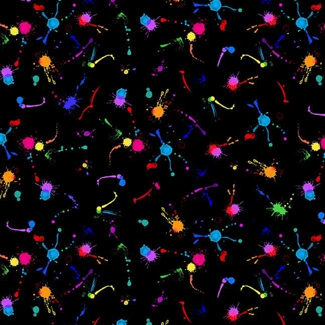 Neon Painted Splash Dots on Black