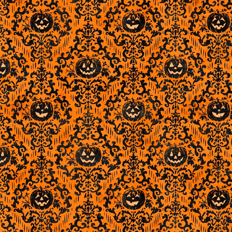Halloween Pumpkin Damask on Orange