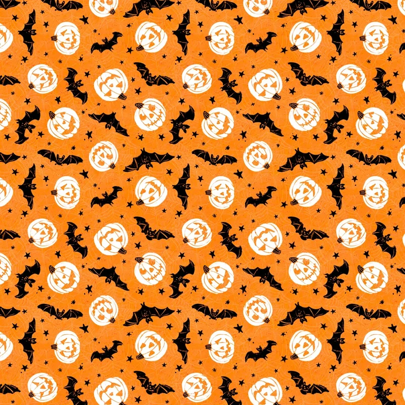 Halloween Bats and Pumpkins on Orange