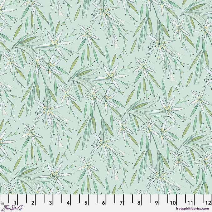 Star Flower Mint Flourish And Bloom 44"/45" Cotton Fabric Per Yard