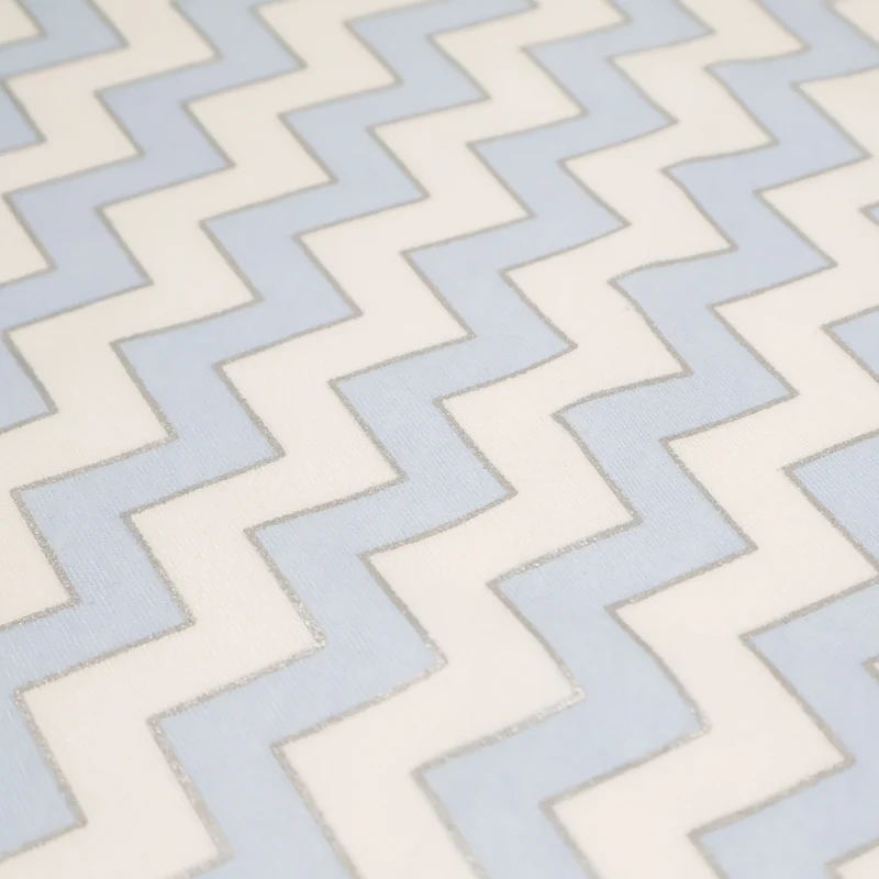 Stitch & Sparkle Bamboo Rayon Fabric Cotton 42/44 Width, by the Yard, Chevron Metallic Blue