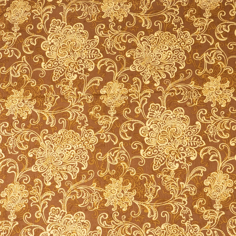 Stitch & Sparkle 100% Cotton Duck Print 54" Wide, Cut by the Yard, Large Scroll Cocoa