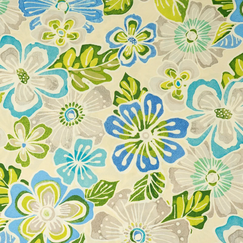 Stitch & Sparkle 100% Cotton Duck Print 45" Wide, Cut by the Yard, Pop Flower Print Azure