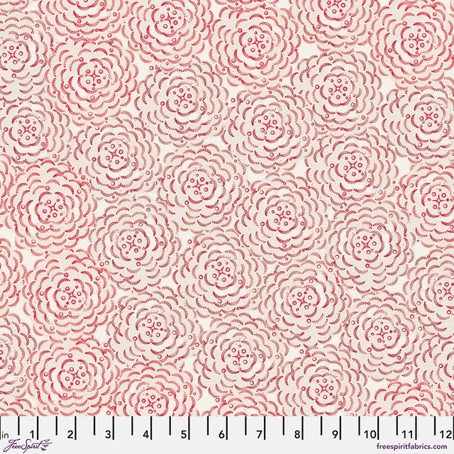 Peony Red Flourish And Bloom 44"/45" Cotton Fabric Per Yard