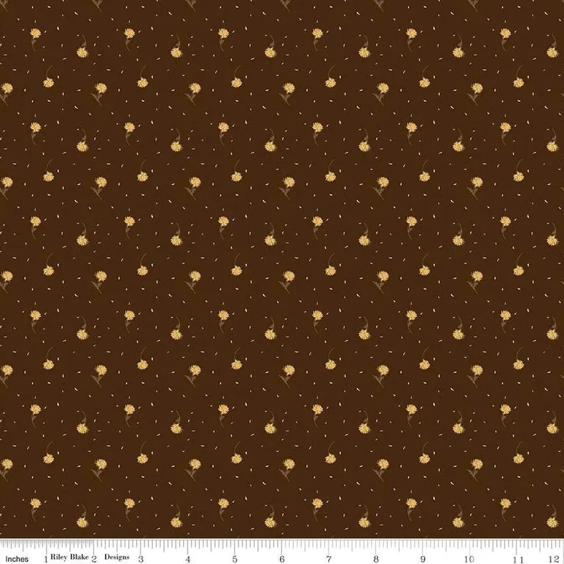 The Awe of Autumn Flower Toss Brown 43"/44" Fabric Per Yard
