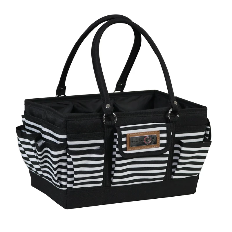 Deluxe Store & Tote Craft Organizer, Black & White Stripes