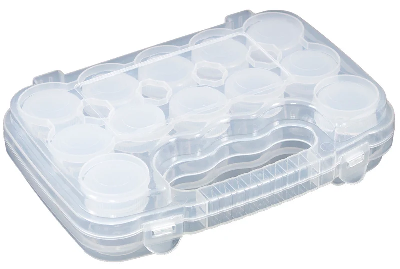 Everything Mary 12-Compartment Storage Case with Removable Jars – Portable Organizer for Sewing and Craft Supplies