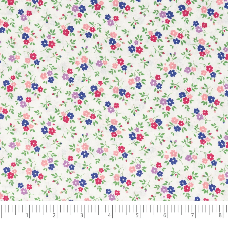 SINGER® Fabric, 100% Cotton, 44 Inch Wide, Purple Pink Flower On White, Cut by the Yard