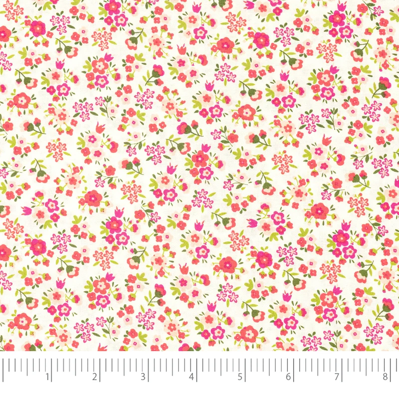 SINGER® Fabric, 100% Cotton, 44 Inch Wide, Small Pink Flowers On White, Cut by the Yard