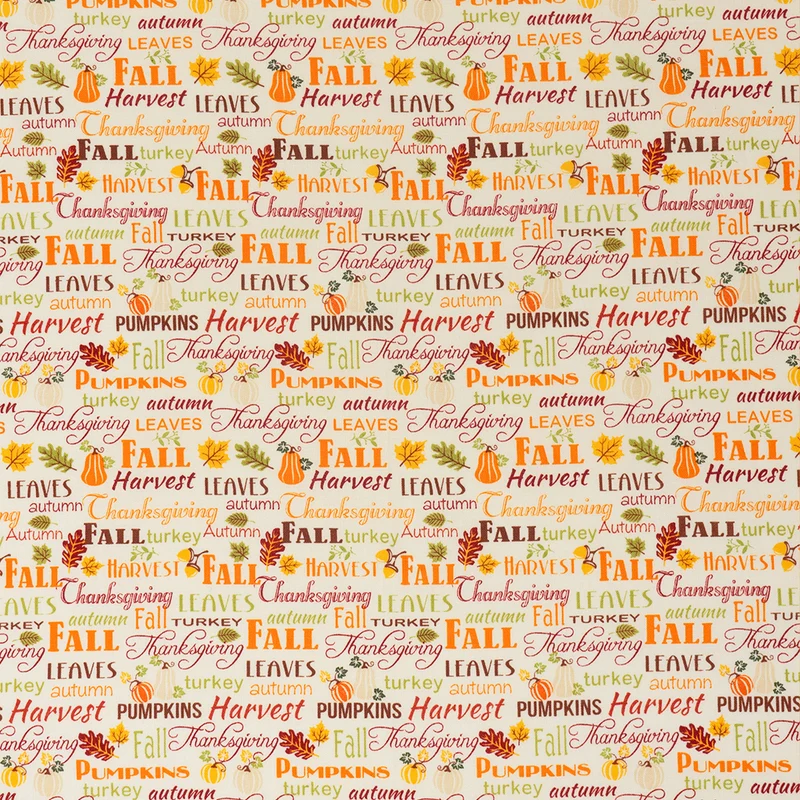SINGER® Fabric, 100% Cotton, 44 Inch Wide, Fall Words, Cut by the Yard