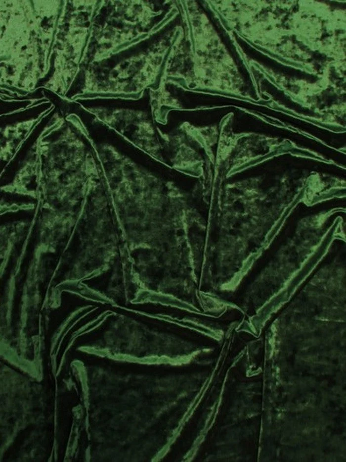 Crushed Stretch Velvet Costume Fabric / Hunter Green / Sold By The Yard
