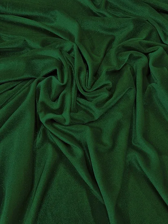 GLITTER STRETCH VELVET 360 GRAMS SPANDEX FABRIC / Hunter Green / Sold by the Yard