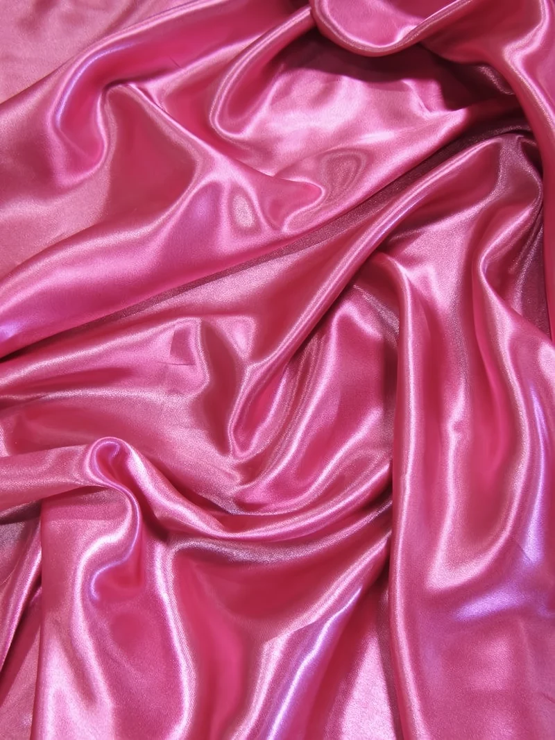 Solid Medium Weight Shiny Satin Fabric / Fuchsia