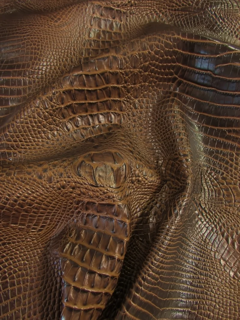 Molasses Brown Hydra Gator 3D Embossed Vinyl Fabric / Sold By The Yard