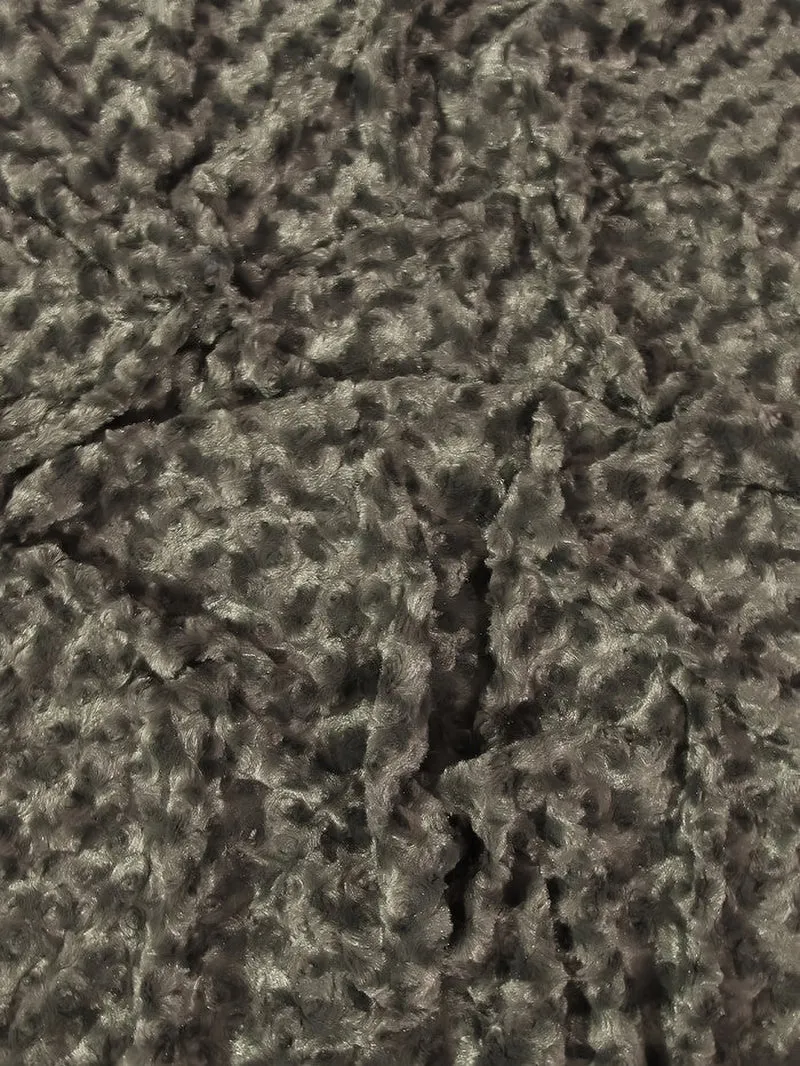 Raccoon Grey Minky Rose/Rosette Floral Baby Soft Fabric / Sold By The Yard